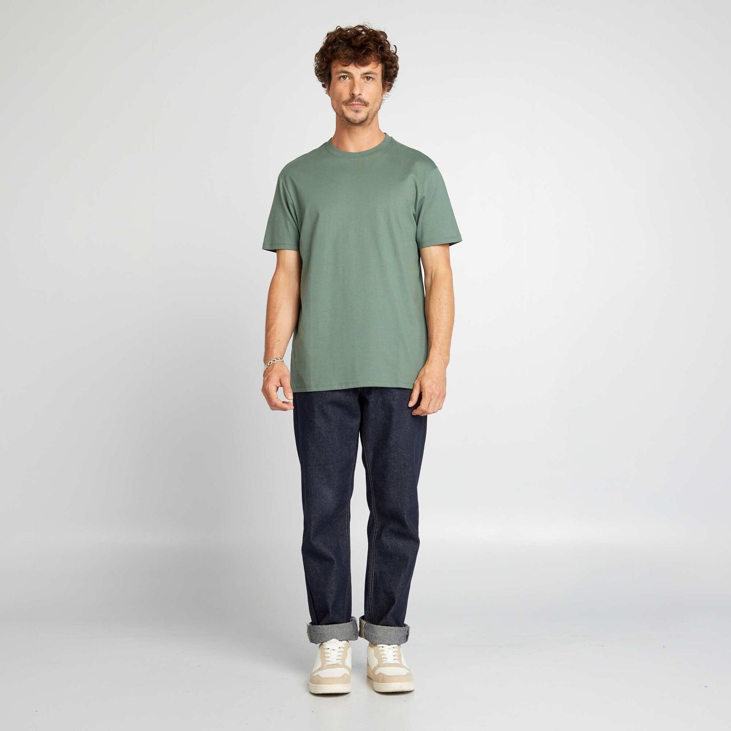 Round-neck cotton T-shirt GREEN