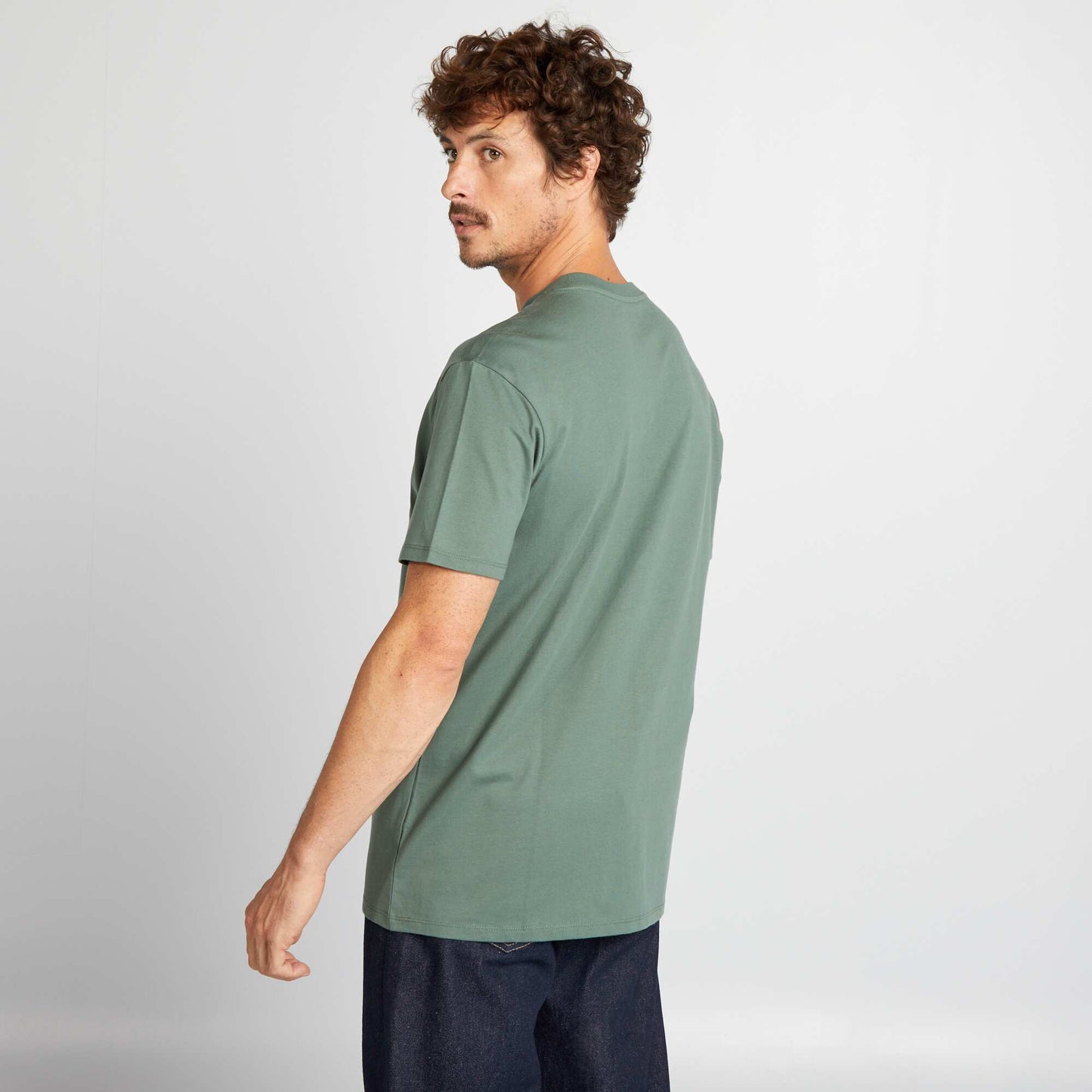 Round-neck cotton T-shirt GREEN