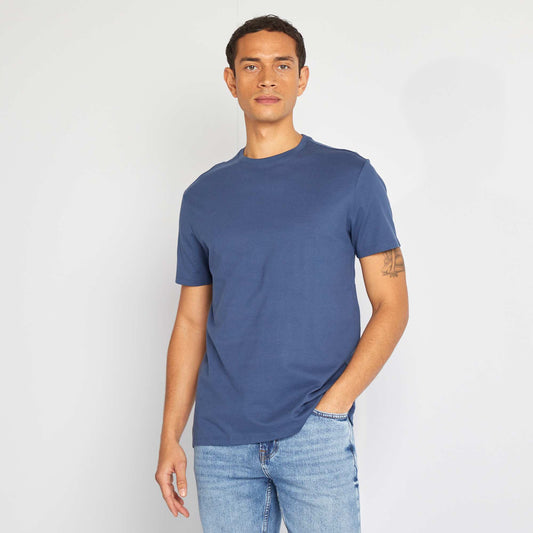 Round-neck cotton T-shirt BLUE