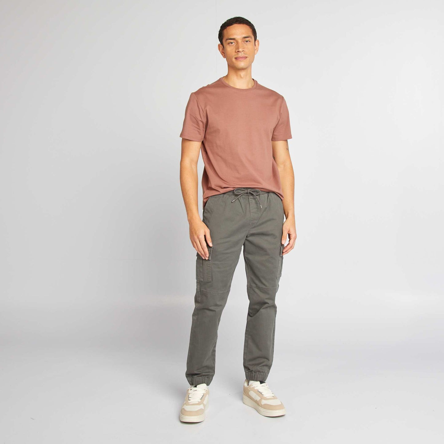 Round-neck cotton T-shirt BROWN