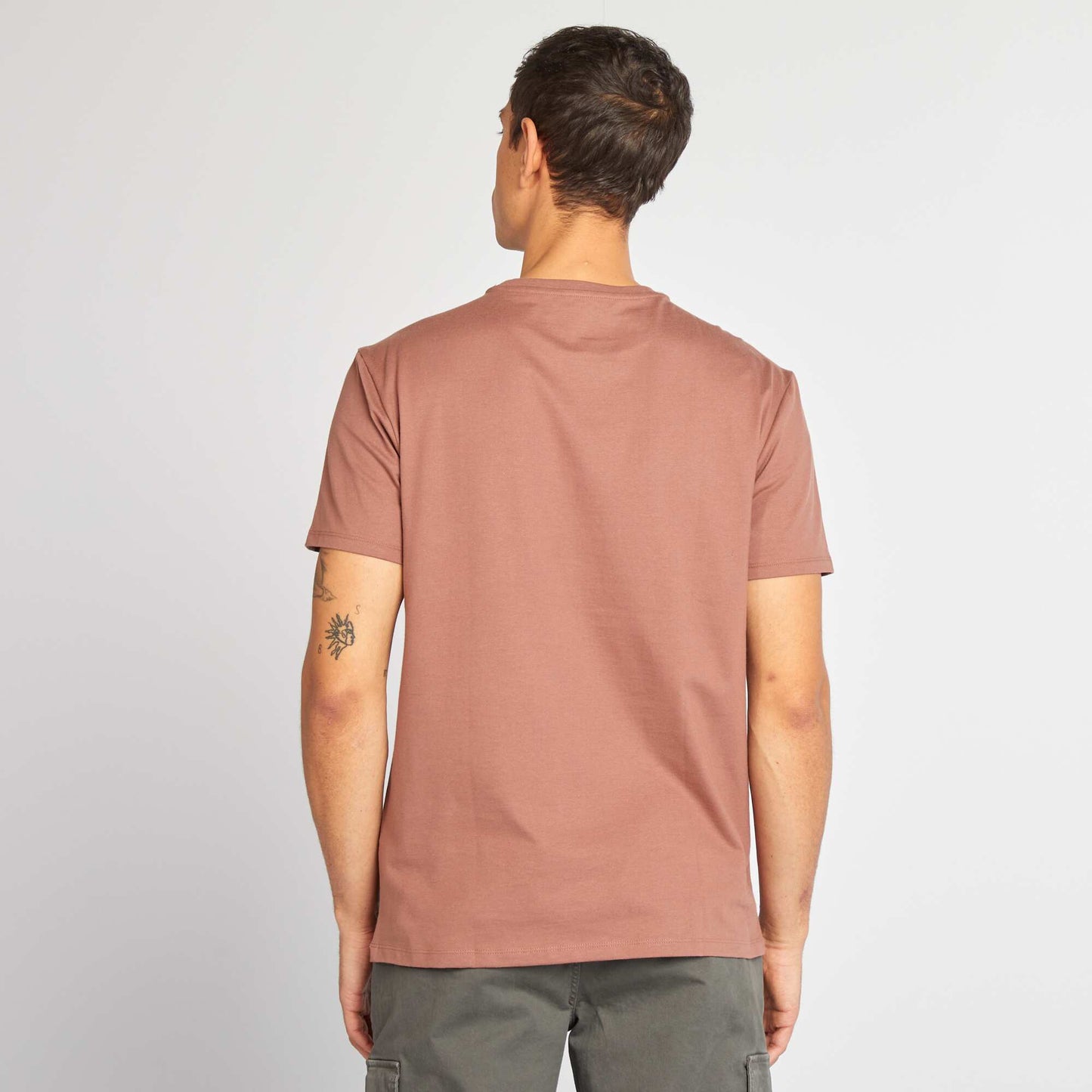 Round-neck cotton T-shirt BROWN