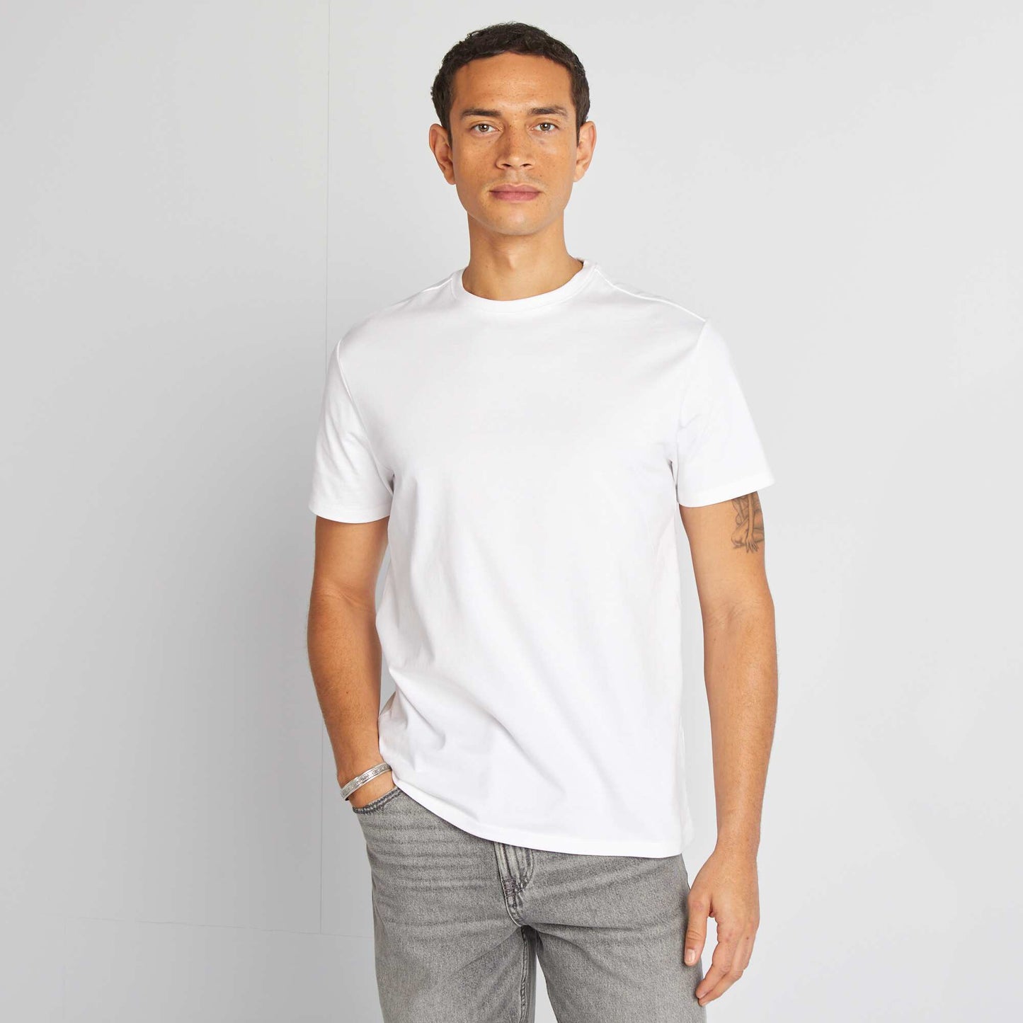 Round-neck cotton T-shirt WHITE