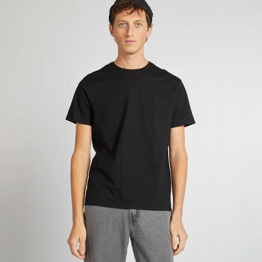 Round-neck cotton T-shirt BLACK