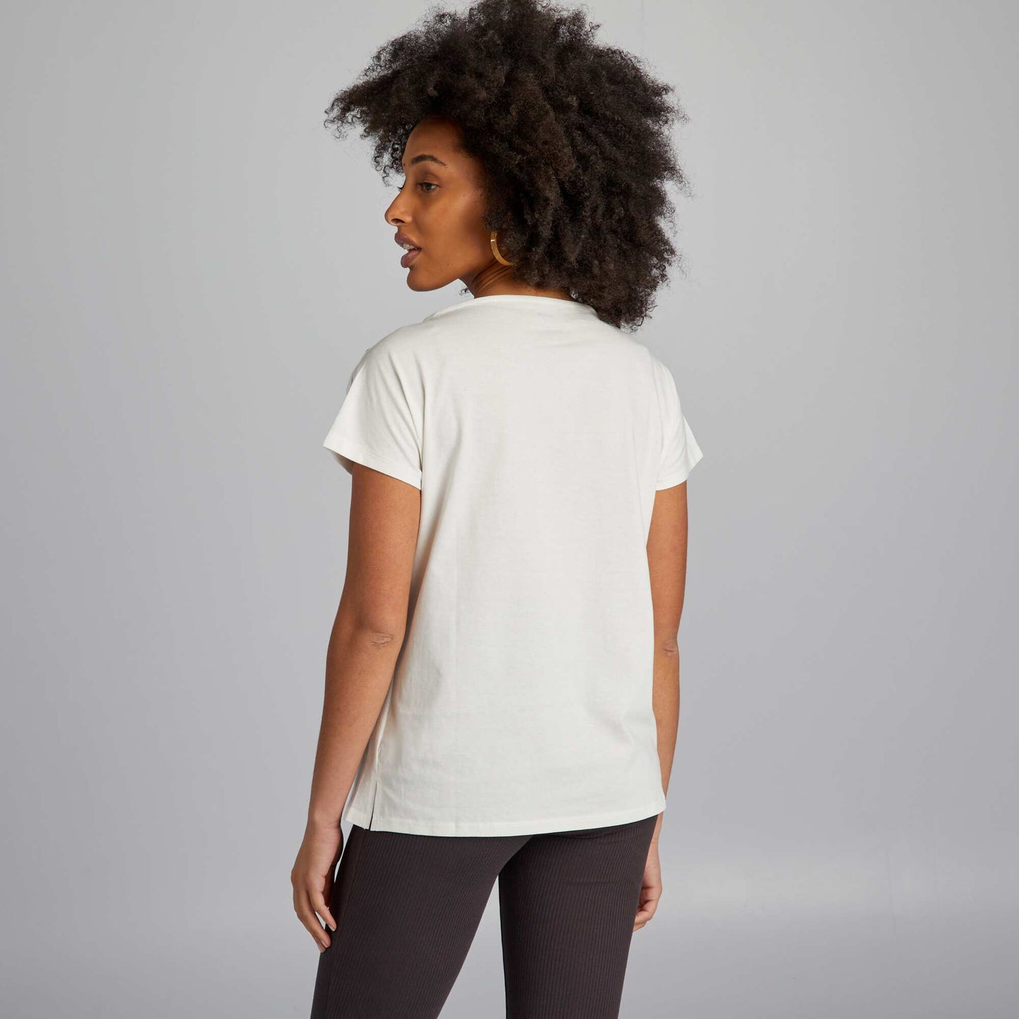 Nursing T-shirt with buttoned collar WHITE