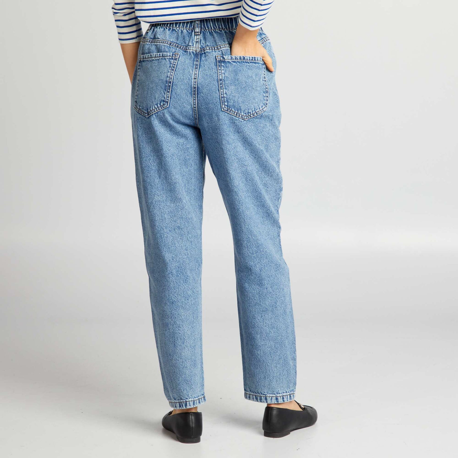 Mom jeans with elasticated waist - L28 BLUE