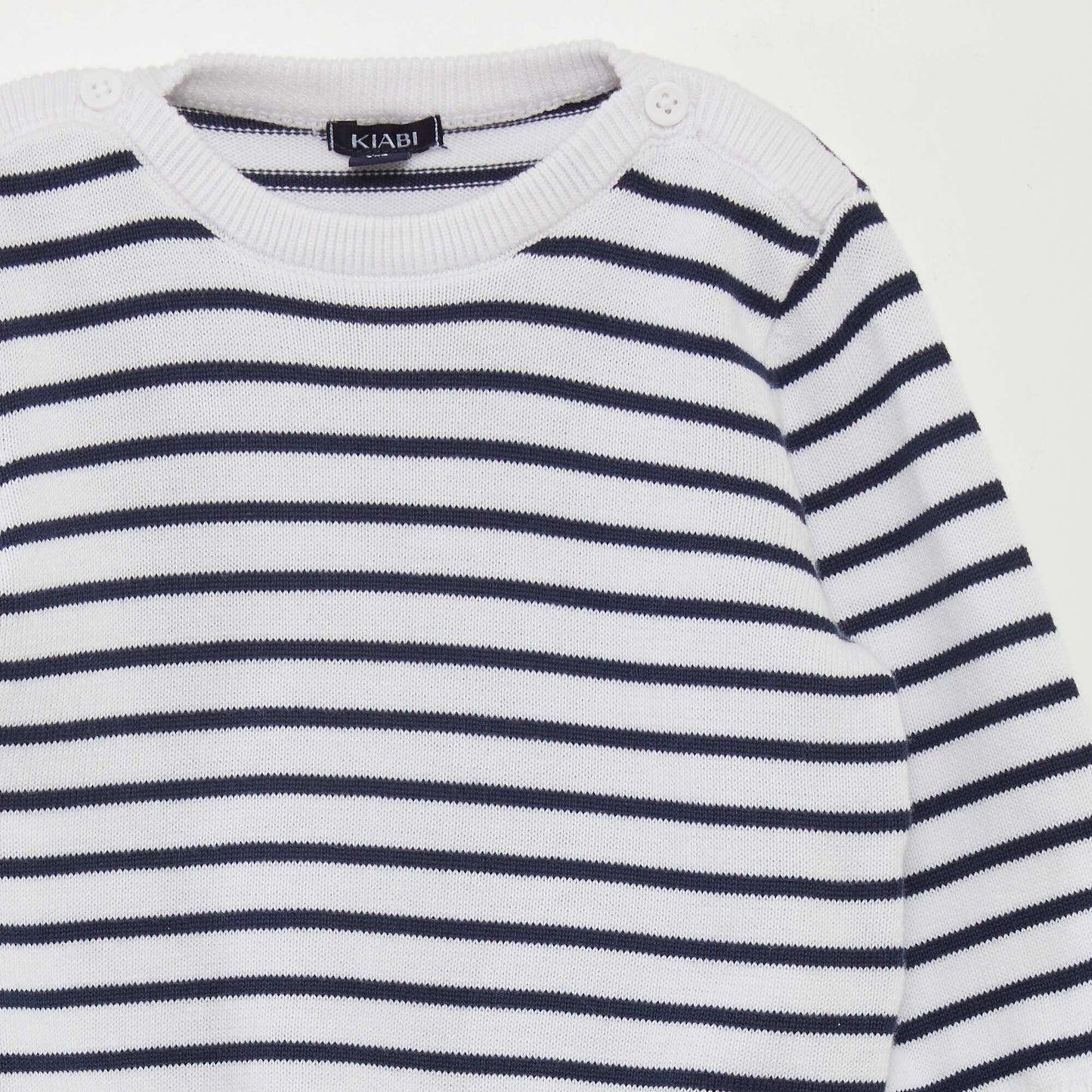 Striped fine-knit sweater WHITE