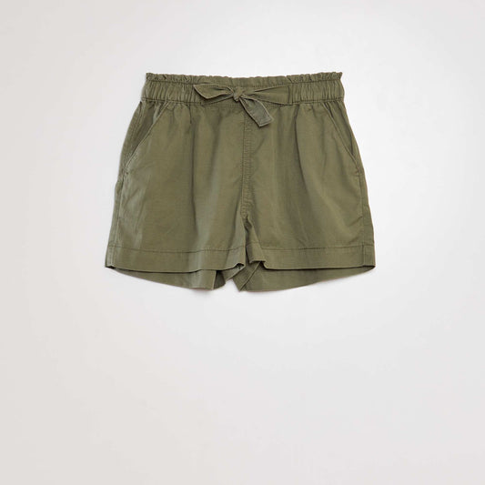 Paperbag shorts with belt GREEN