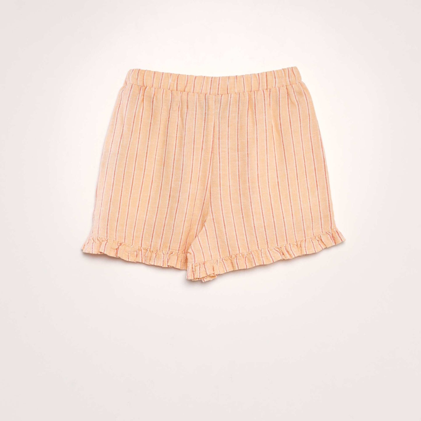 Linen shorts with ruffled hems ORANGE
