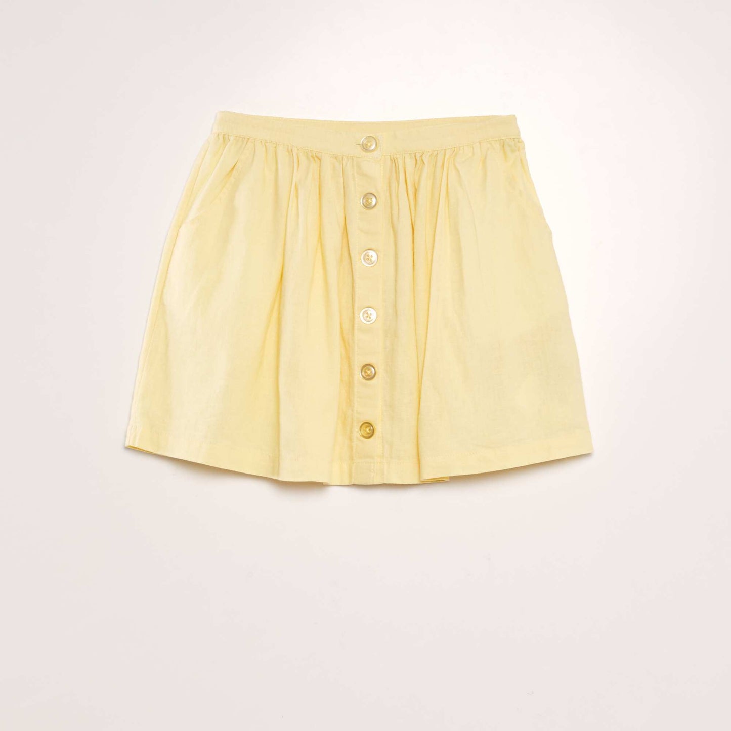 Buttoned linen skirt YELLOW
