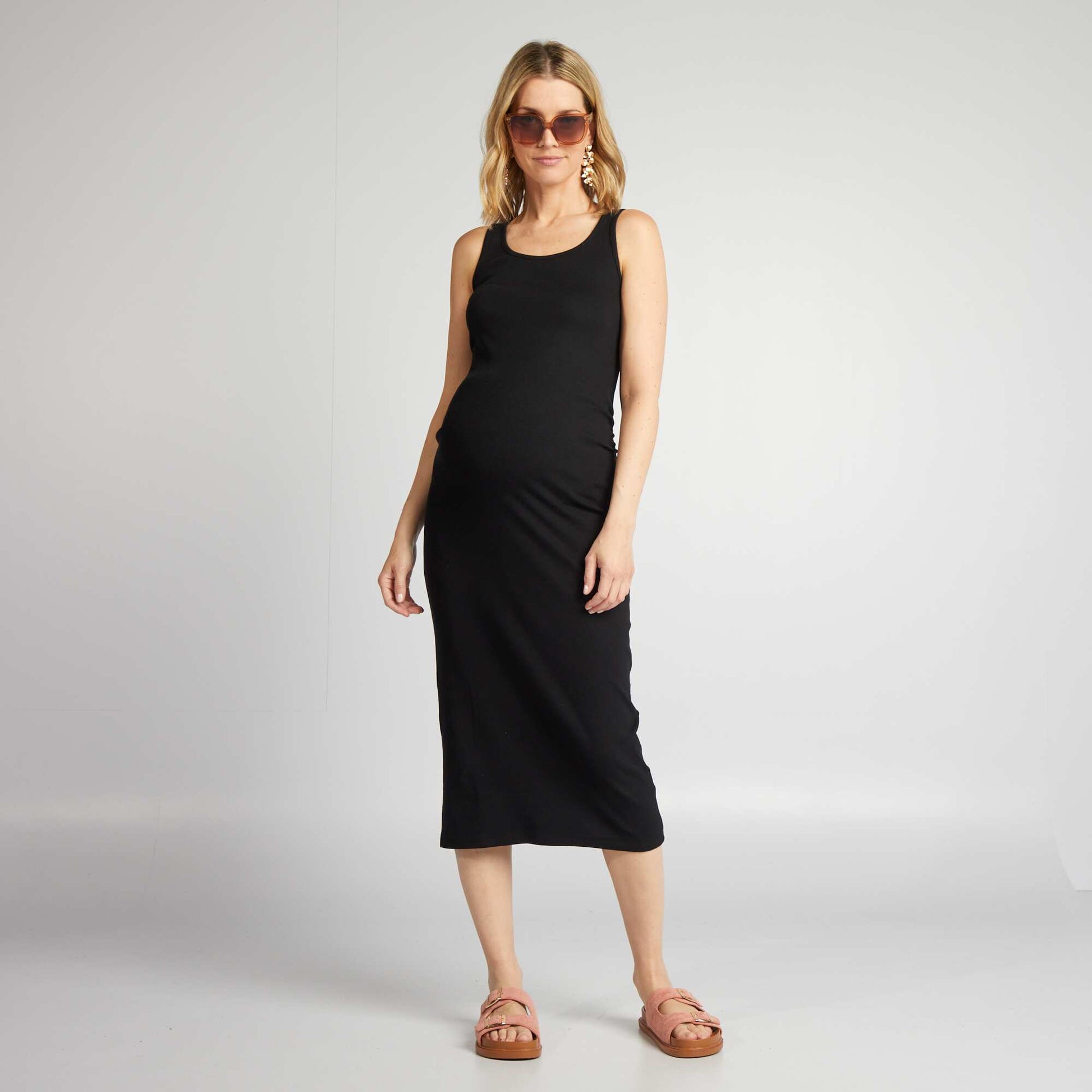 Ribbed maternity dress BLACK