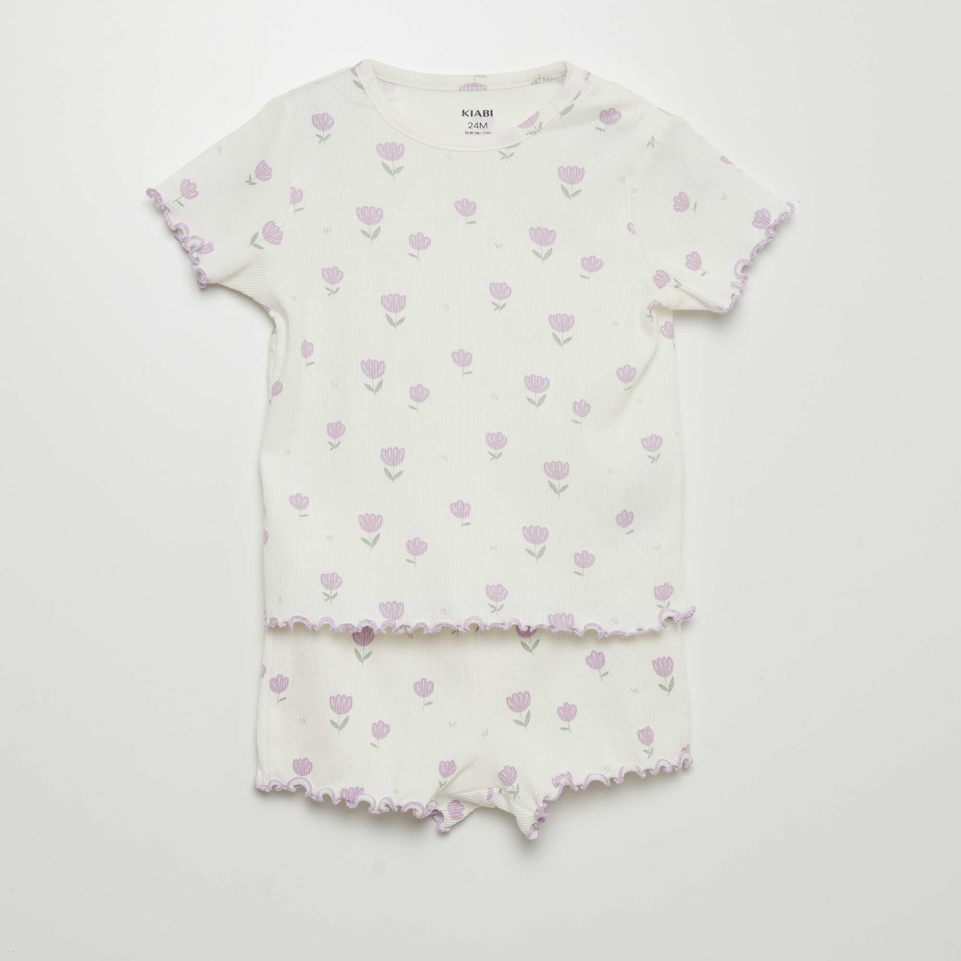 T-shirt and pyjama shorts set - 2-piece set WHITE