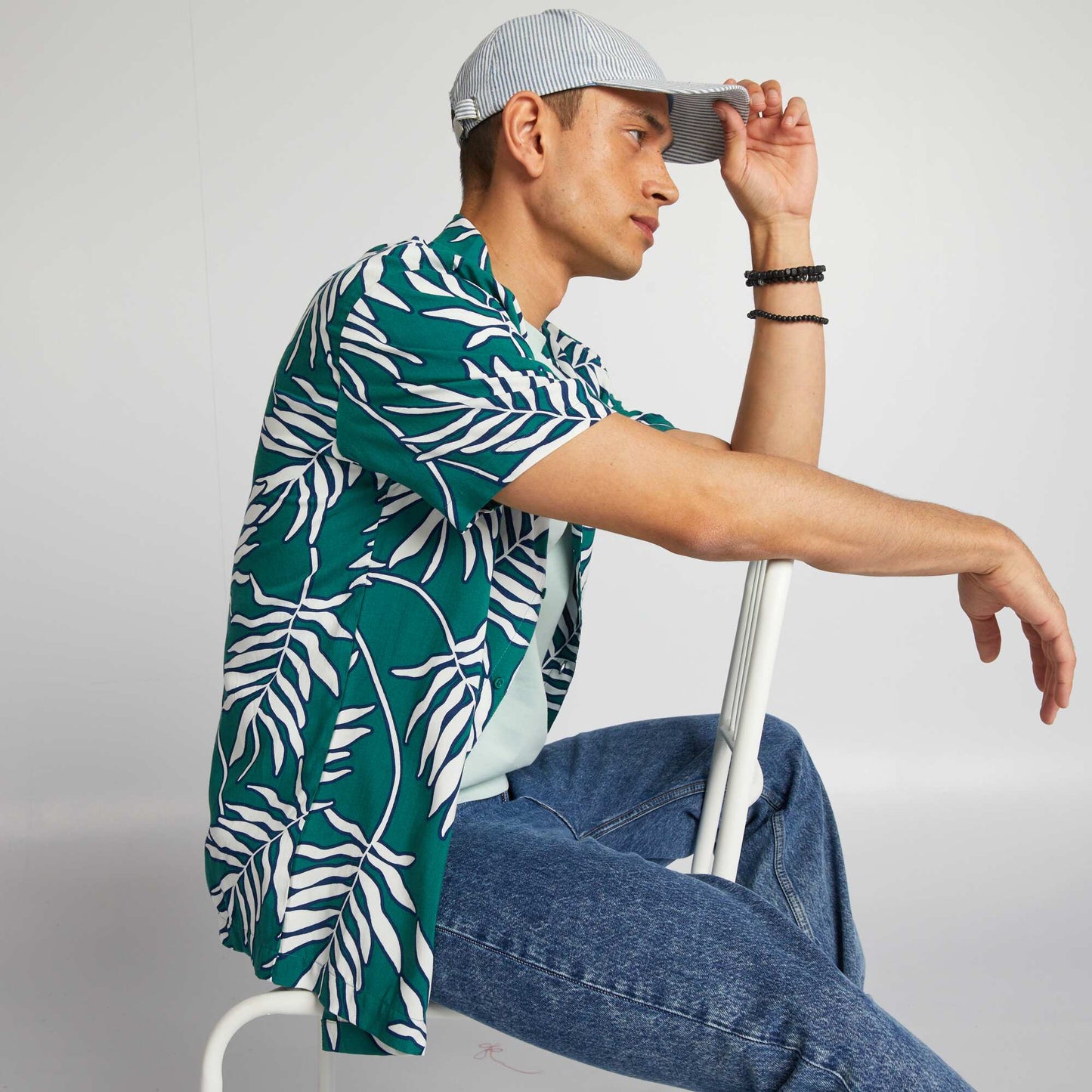 Short-sleeved printed shirt GREEN