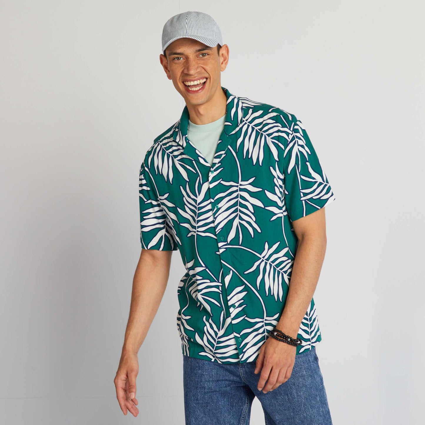 Short-sleeved printed shirt GREEN