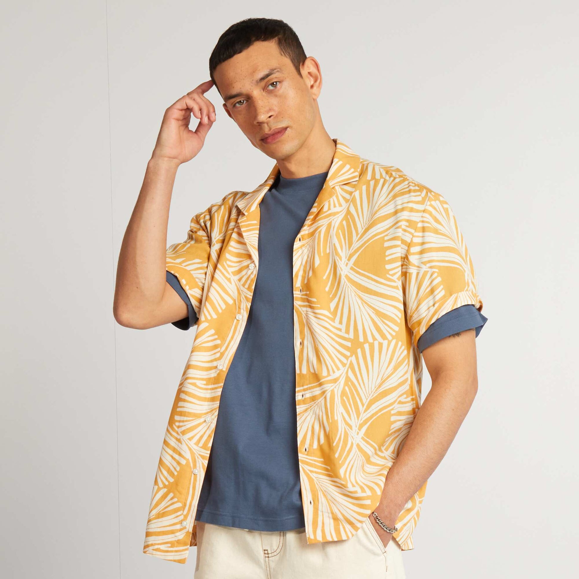 Short-sleeved printed shirt YELLOW