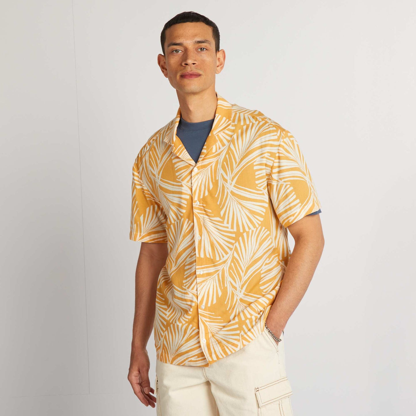 Short-sleeved printed shirt YELLOW