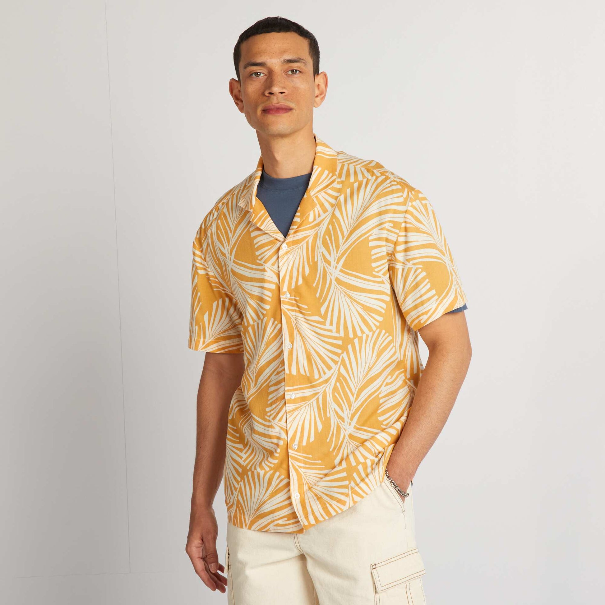 Short-sleeved printed shirt YELLOW