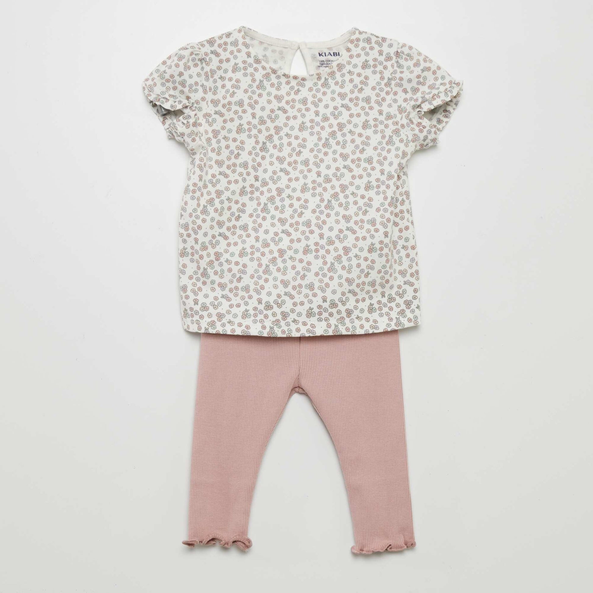 Printed leggings + T-shirt set - 2-piece set WHITE