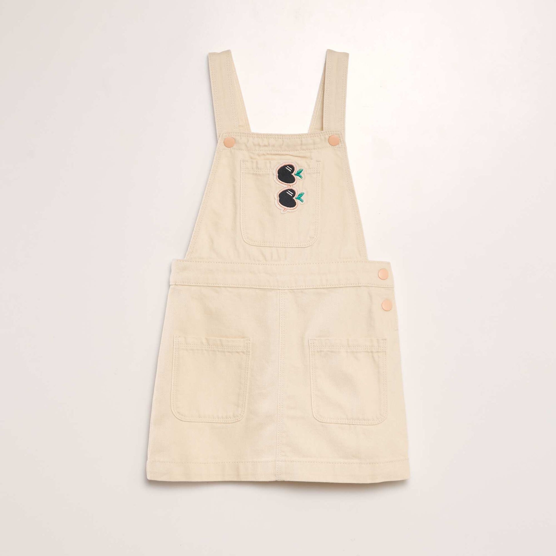 Dungaree dress with patch BEIGE
