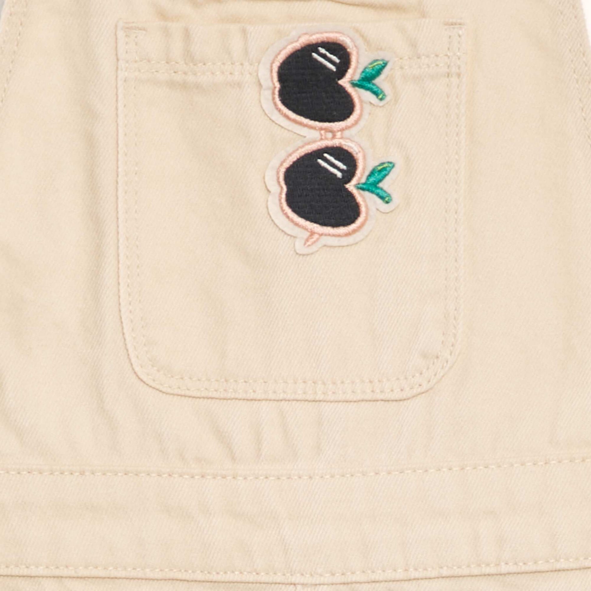 Dungaree dress with patch BEIGE