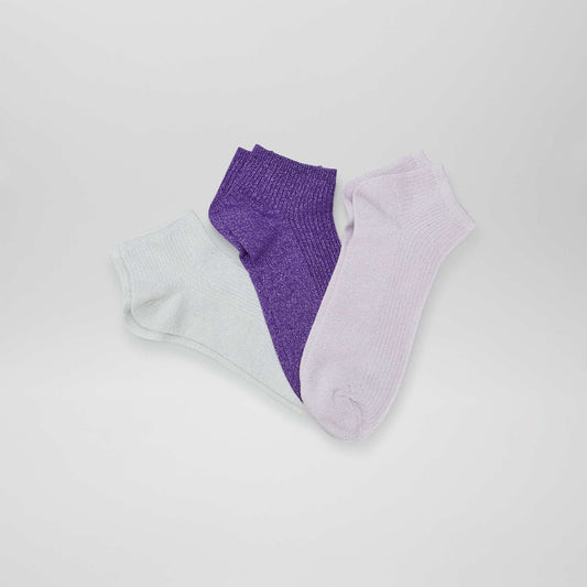 Pack of glittery pop socks - 3 pairs PURPLE