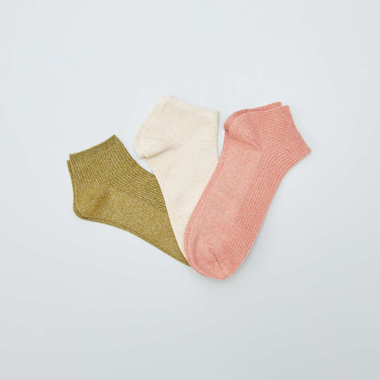 Pack of glittery pop socks - 3 pairs BROWN