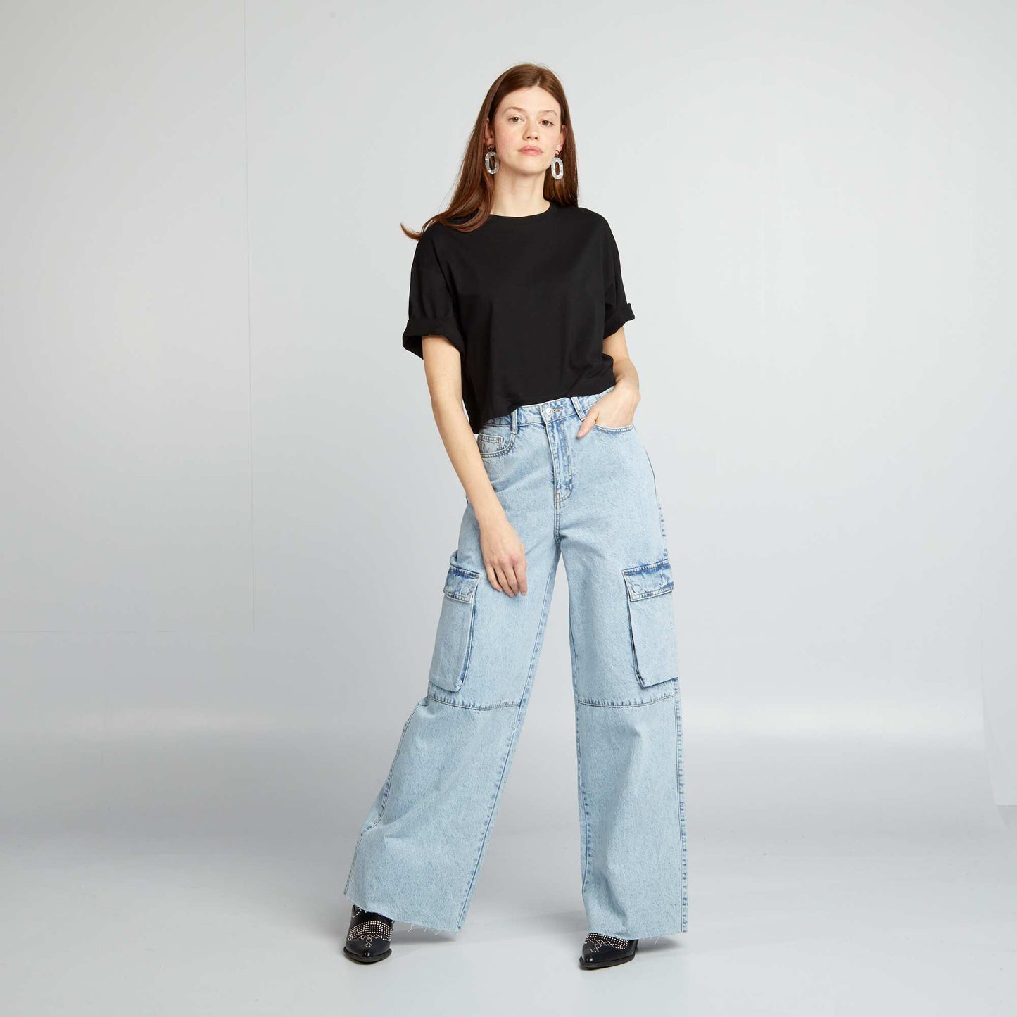 Wide-leg multi-pocket jeans BLUE