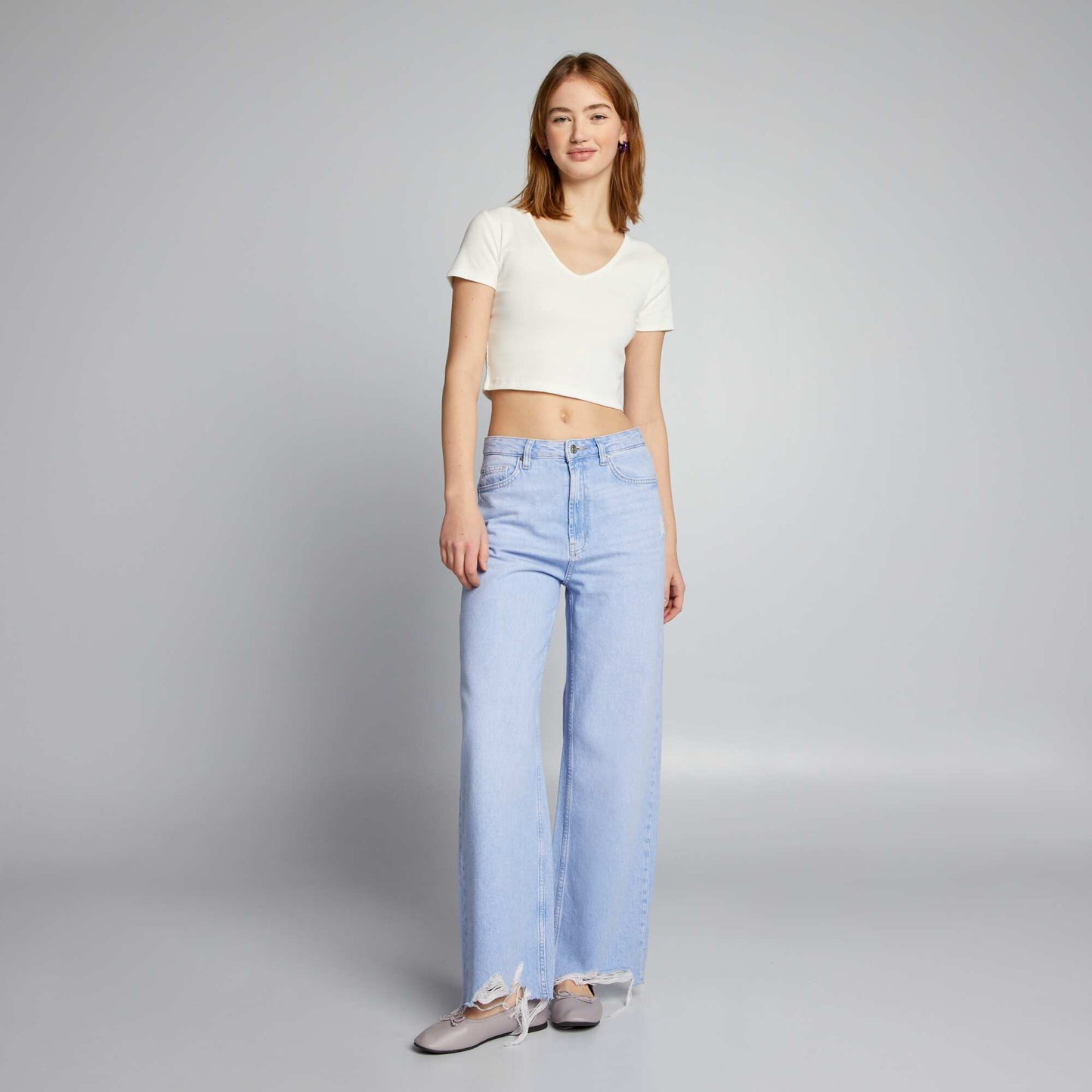 Low-waisted wide-leg jeans BLUE