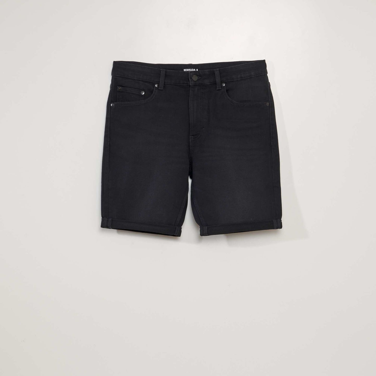 5-pocket slim-fit denim Bermuda shorts BLACK