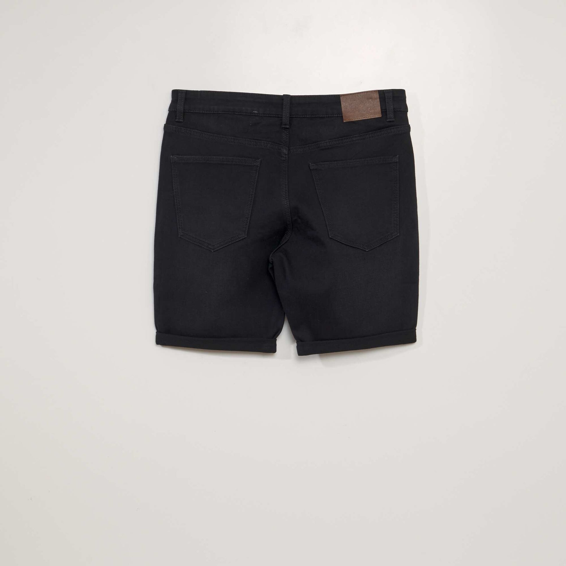 5-pocket slim-fit denim Bermuda shorts BLACK
