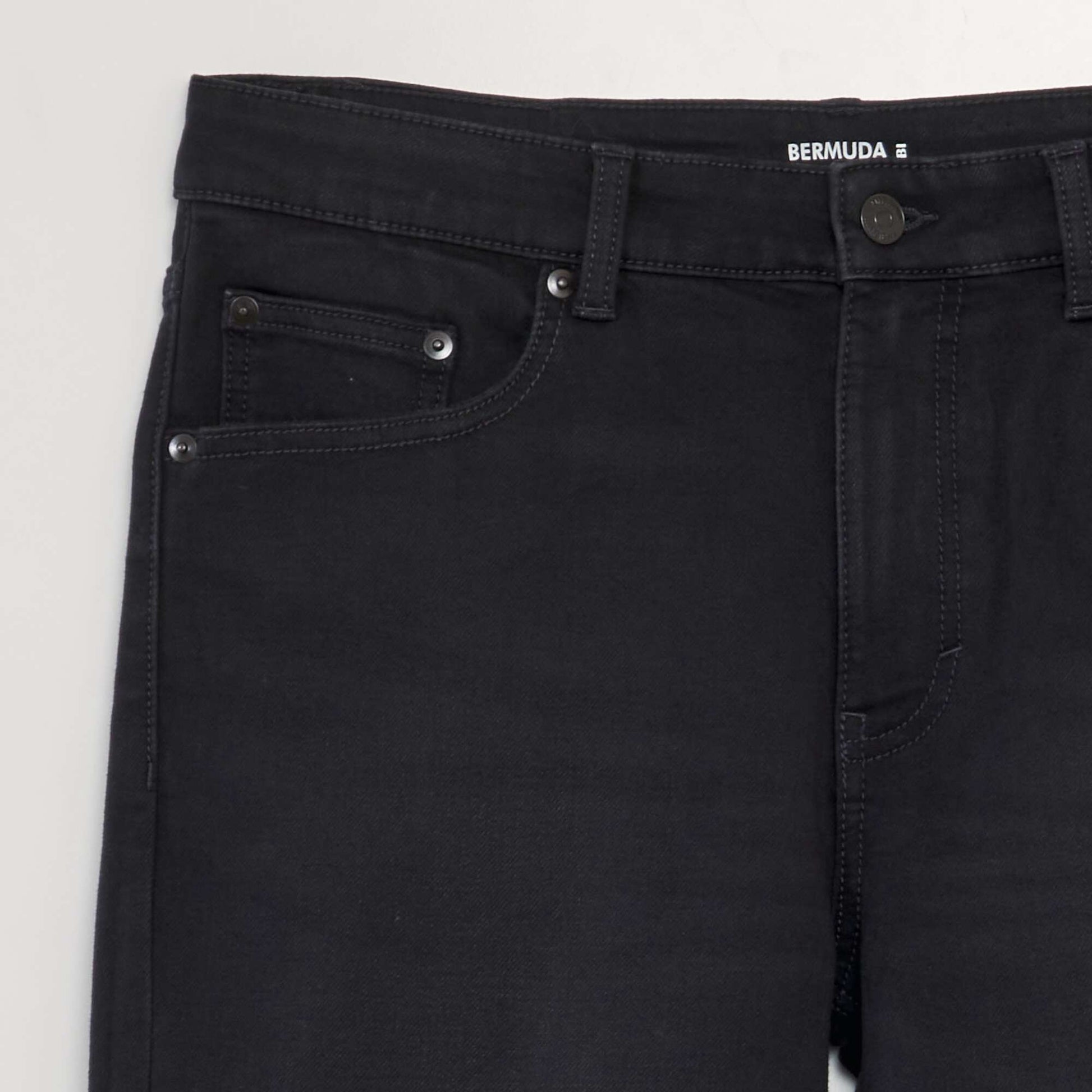 5-pocket slim-fit denim Bermuda shorts BLACK