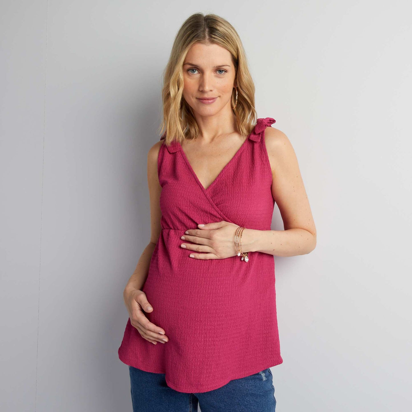 Breastfeeding top with tie straps PINK