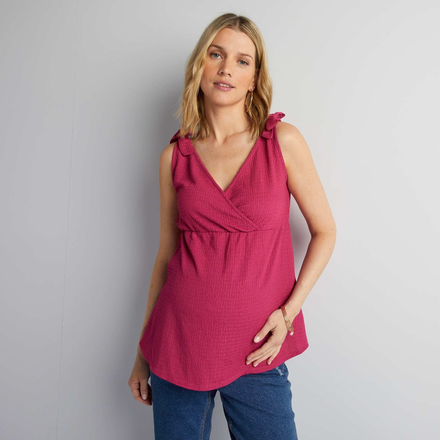 Breastfeeding top with tie straps PINK