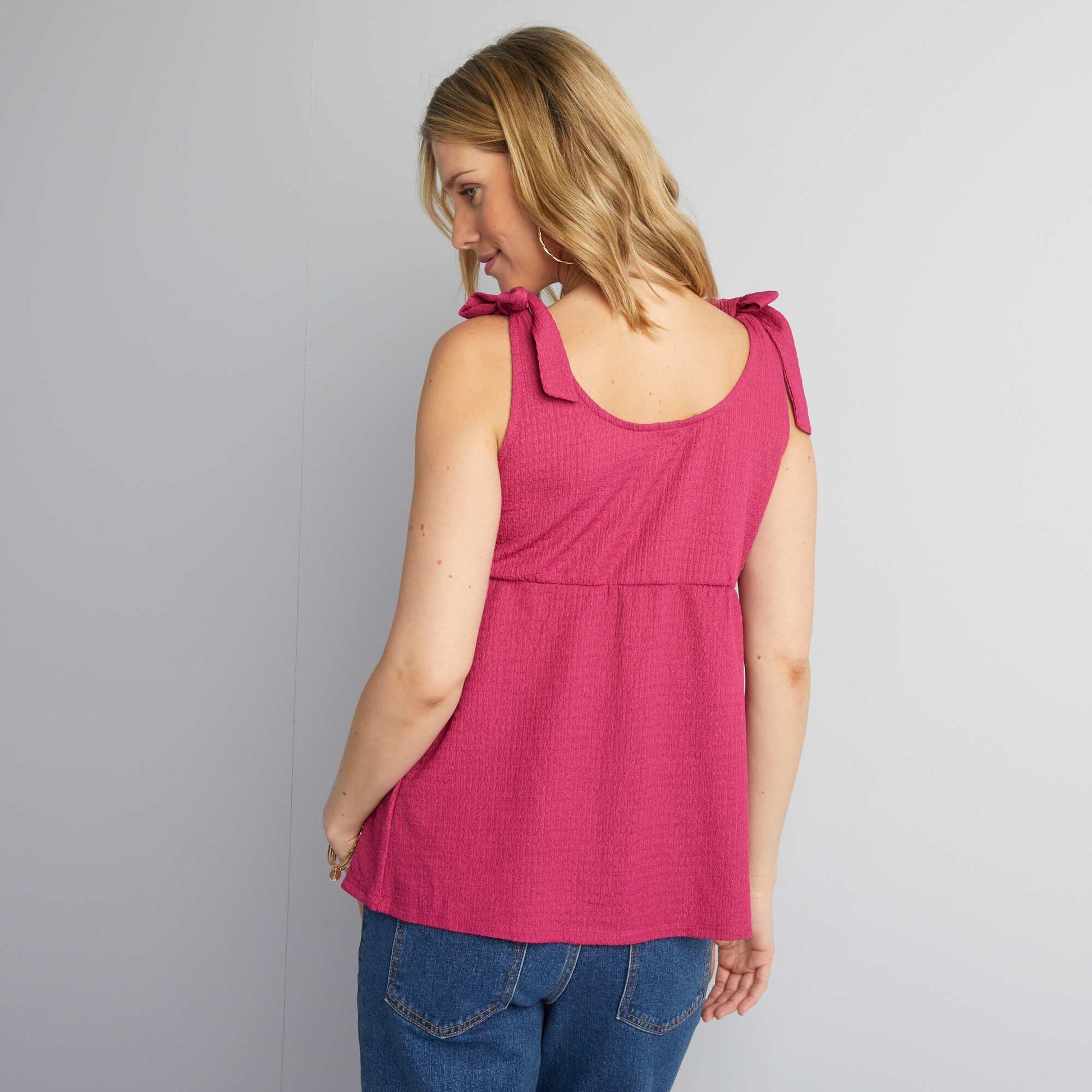 Breastfeeding top with tie straps PINK