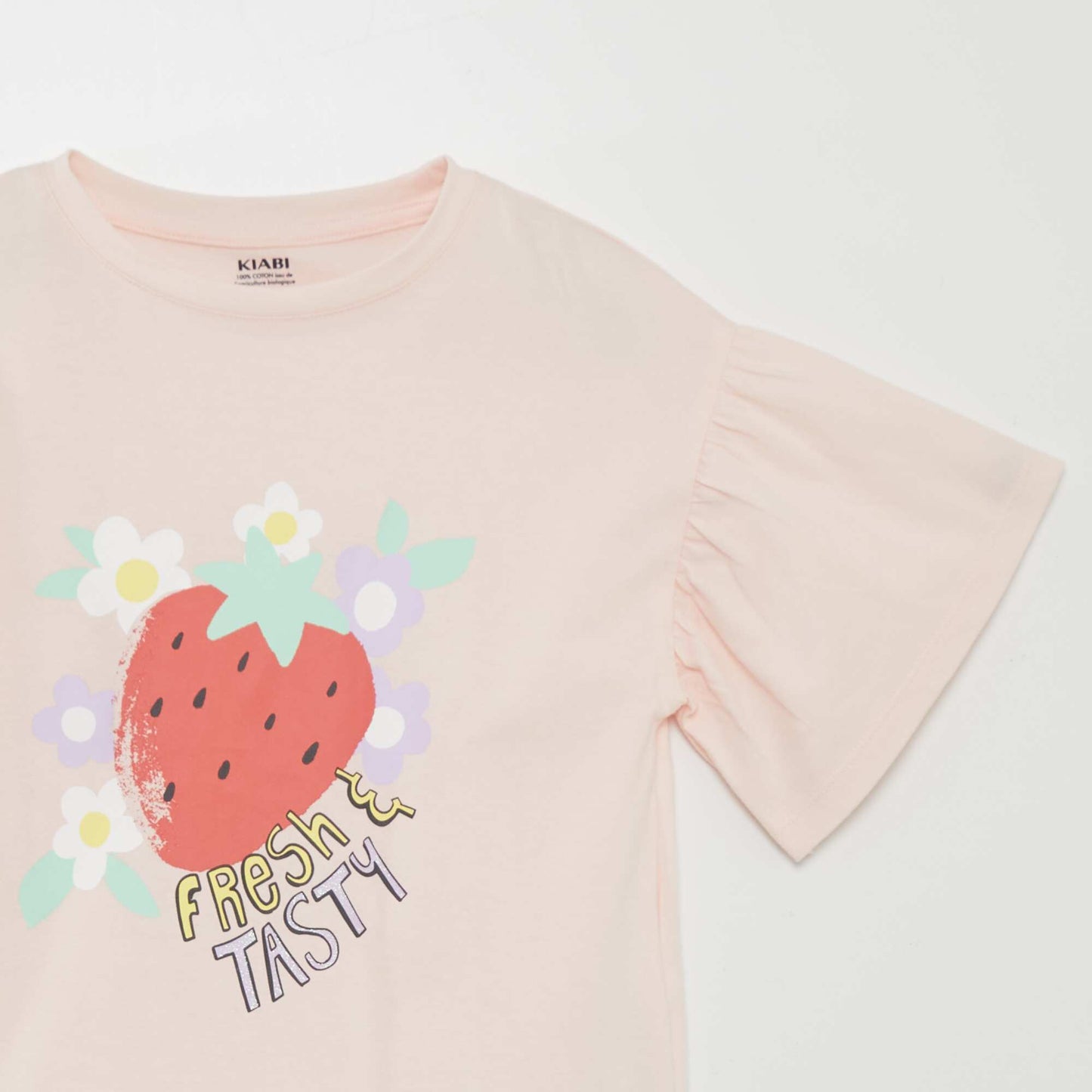 Short-sleeved fruit print T-shirt PINK