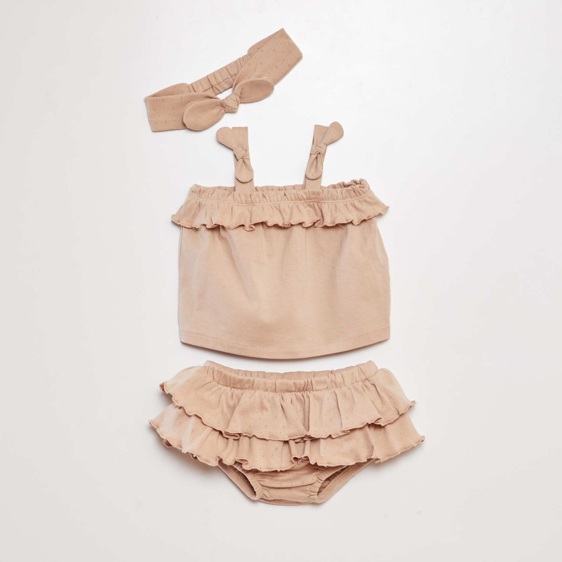 Top  bloomers and headband set - 3-piece set BEIGE