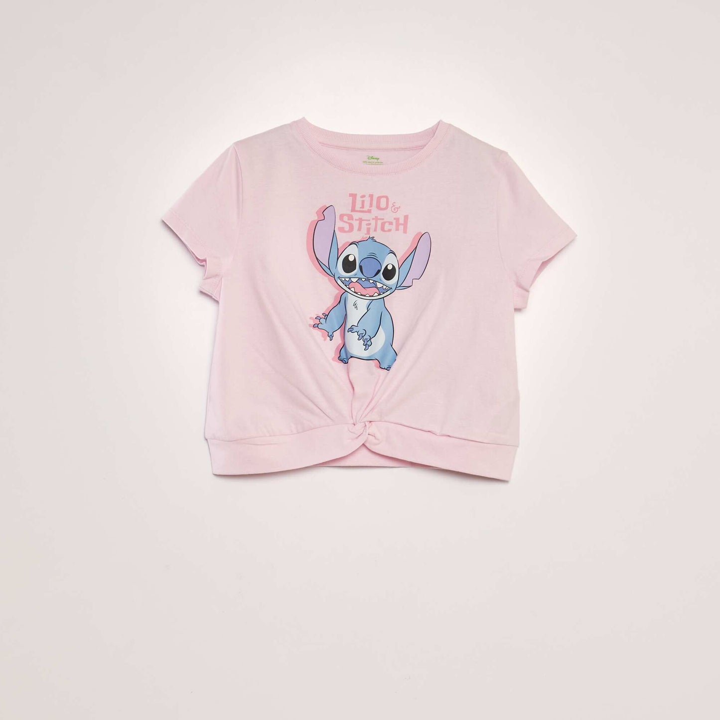 Lilo & Stitch short-sleeved T-shirt with knotted effect PINK