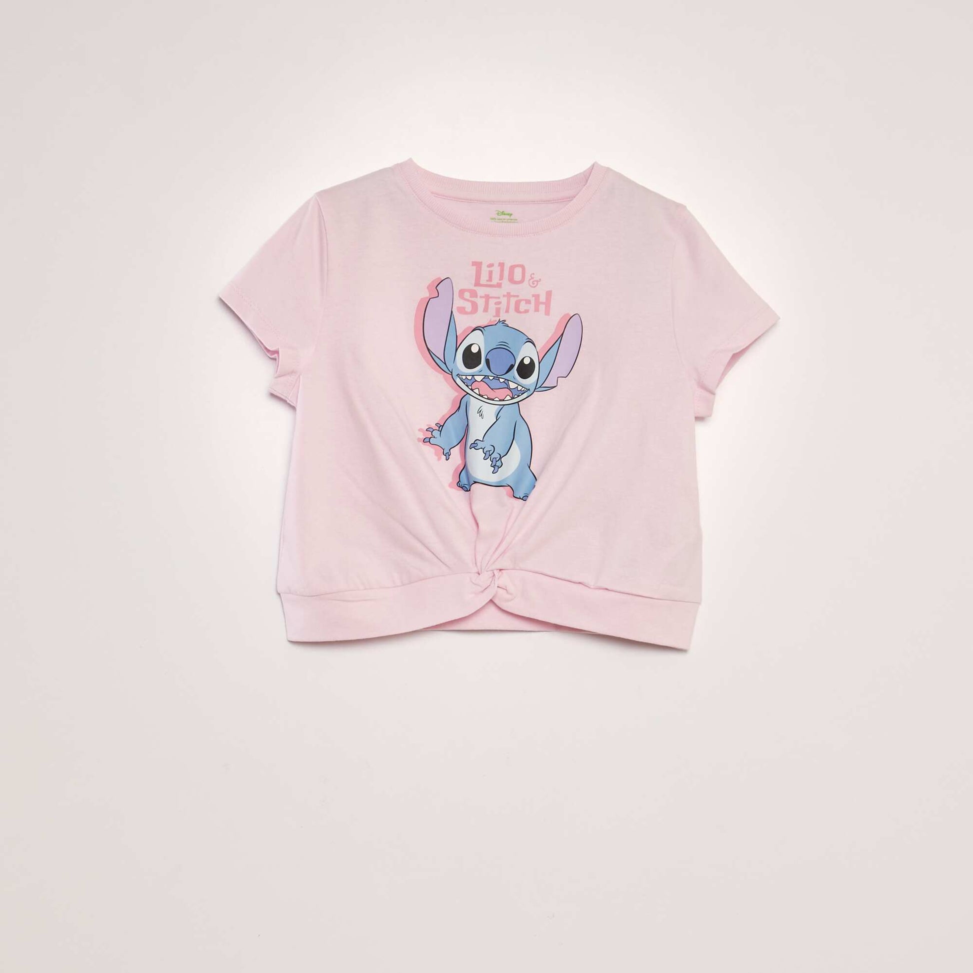 Lilo & Stitch short-sleeved T-shirt with knotted effect PINK