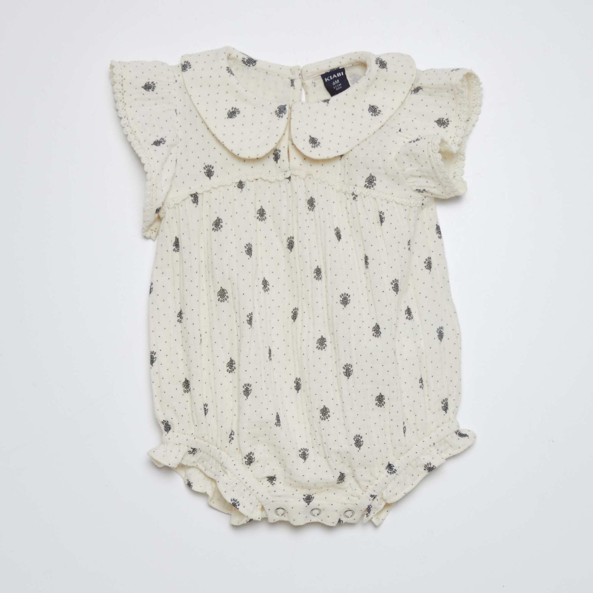 Double cotton gauze romper BEIGE