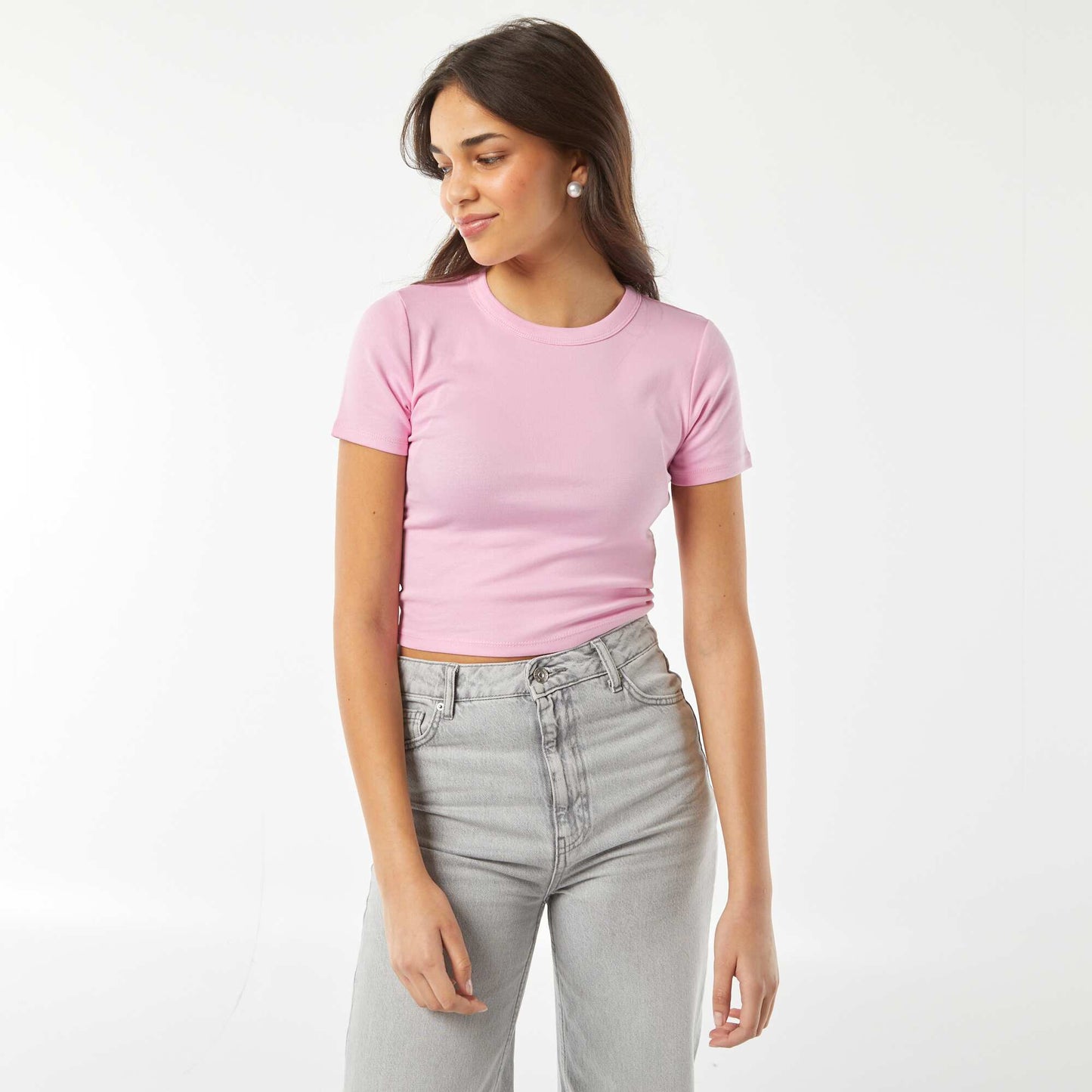 Short-sleeved cropped T-shirt PINK