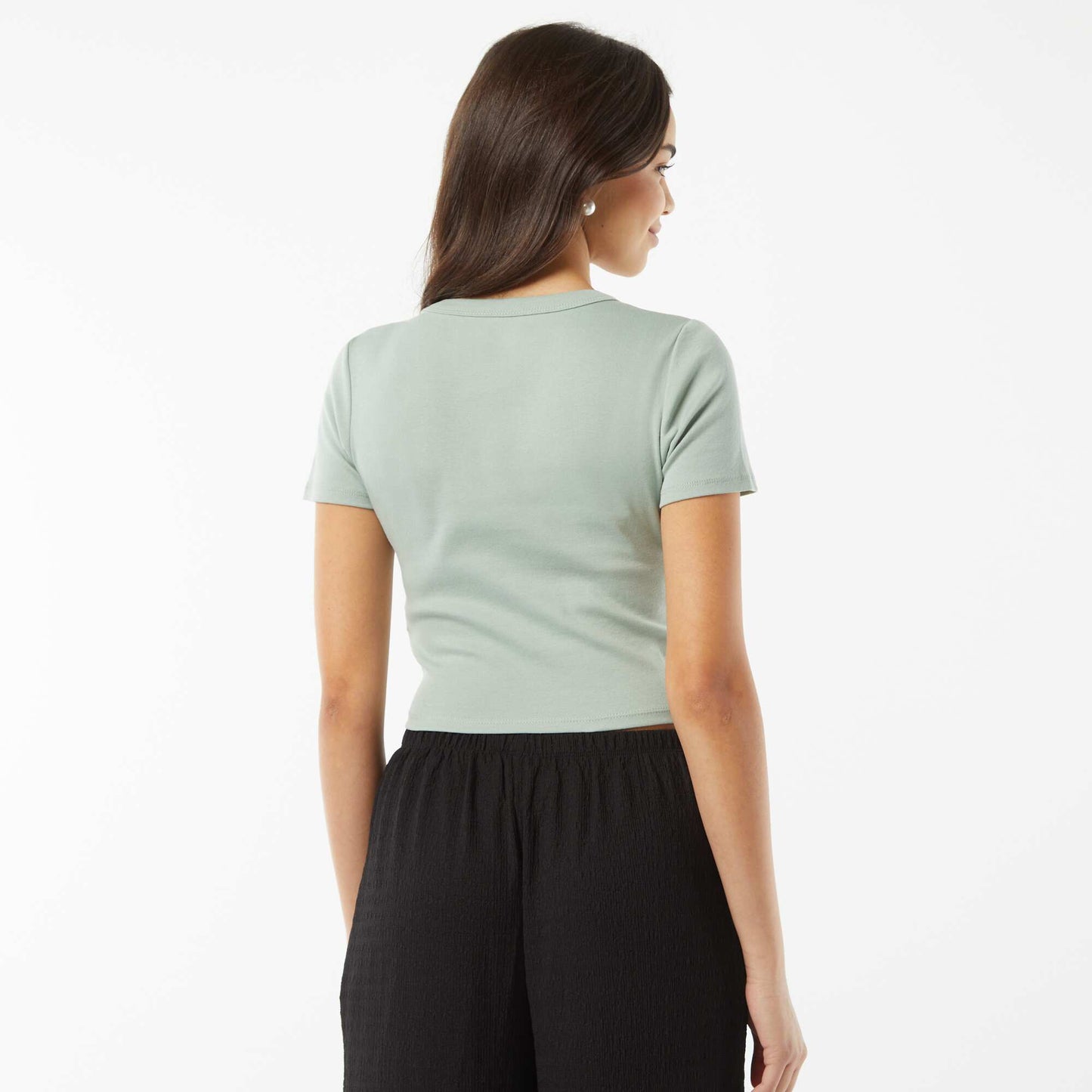 تي شيرت قصير الأكمام قصير الأكمام أخضر