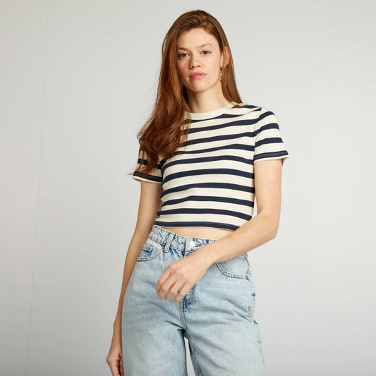 Breton cropped T-shirt BEIGE