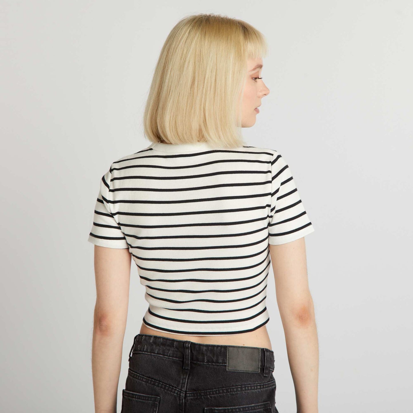 Breton cropped T-shirt WHITE