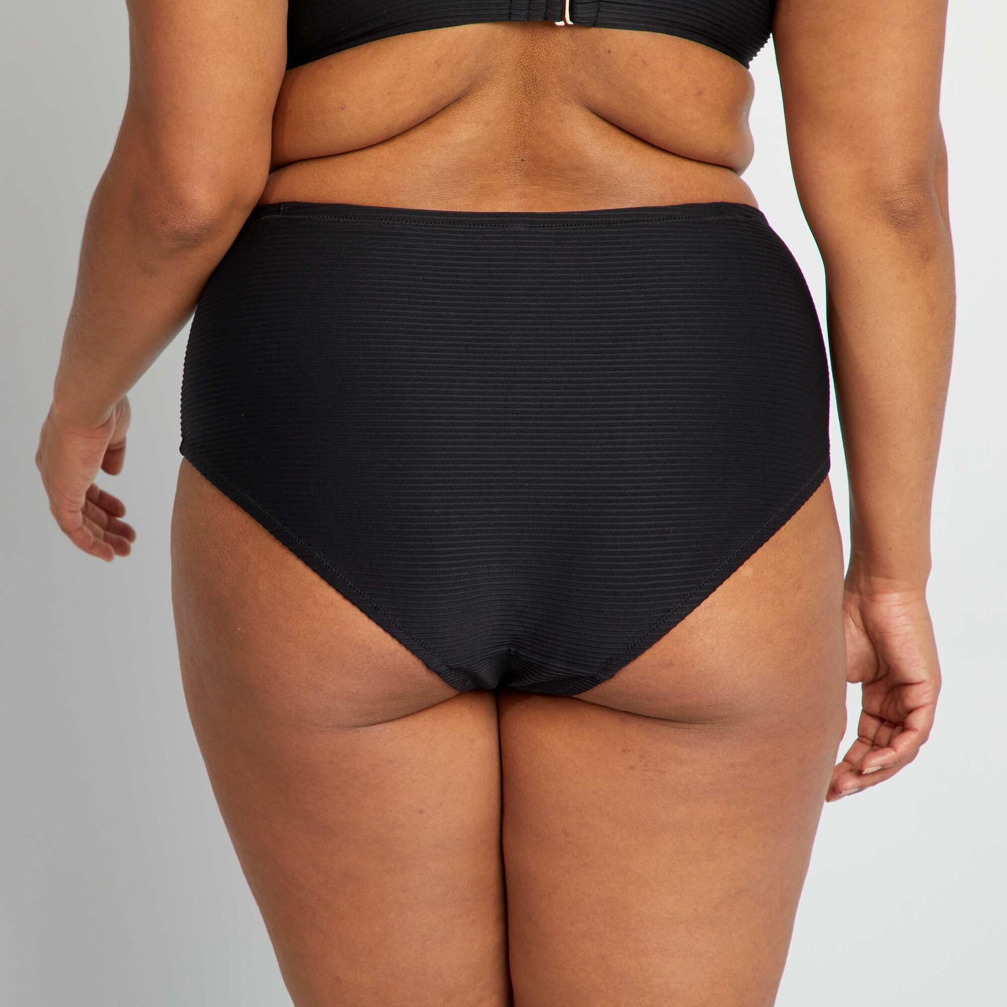 Pleated fabric bikini briefs BLACK