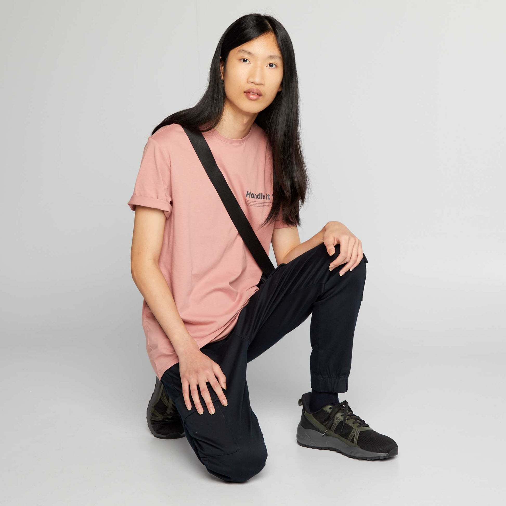 Round-neck jersey T-shirt PINK