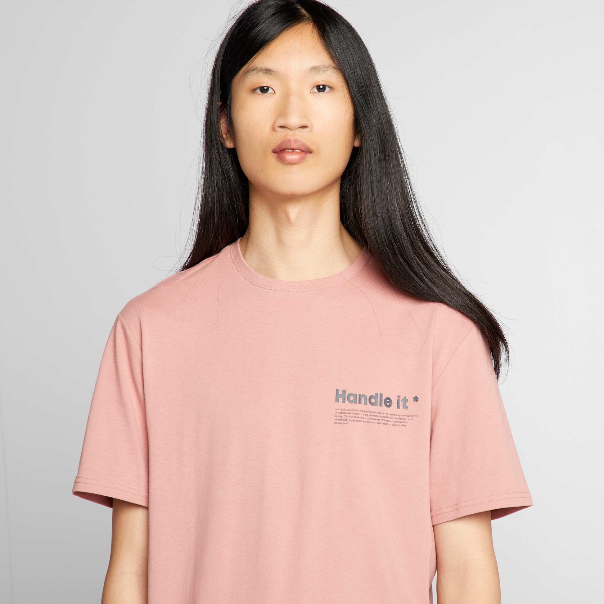 Round-neck jersey T-shirt PINK