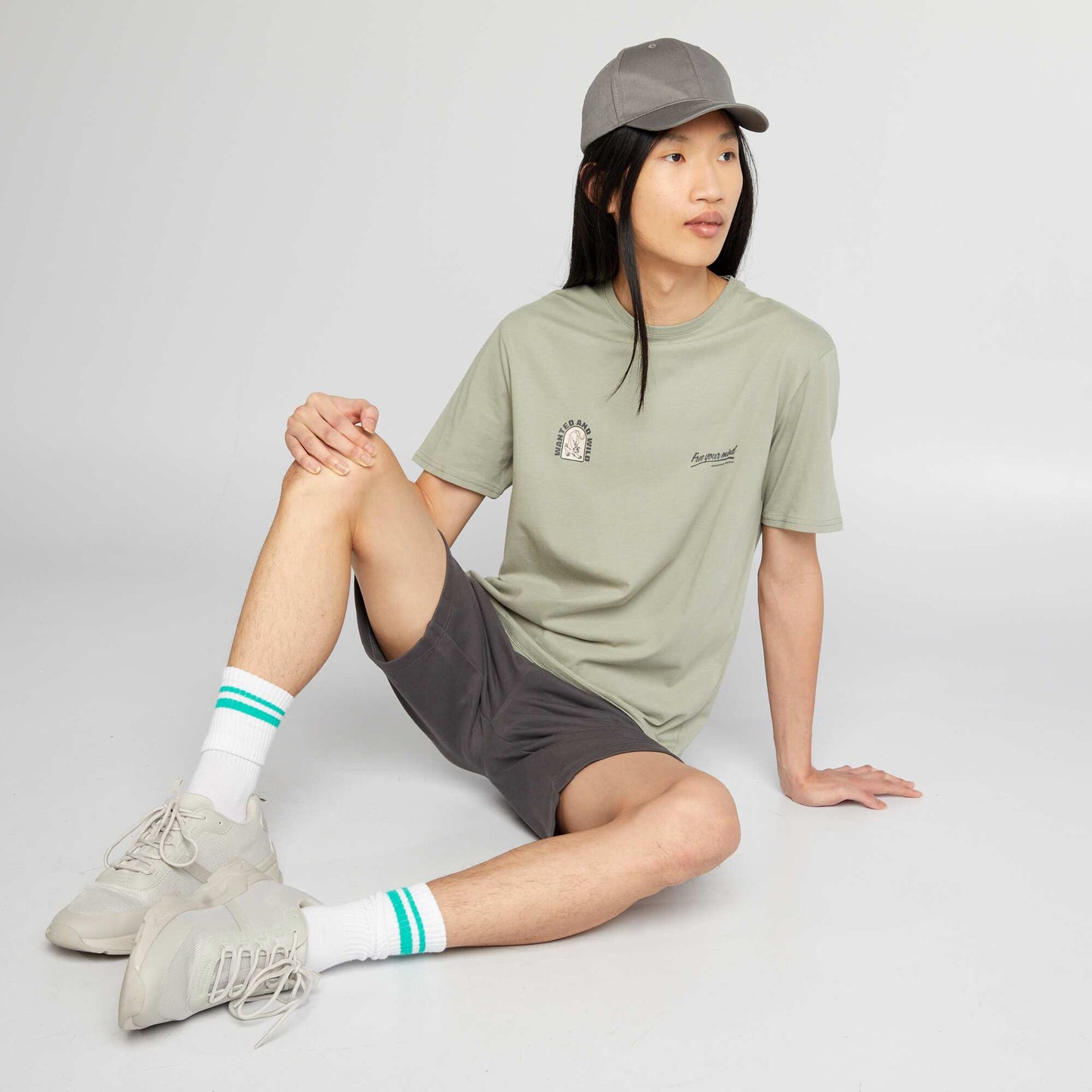 Round-neck jersey T-shirt GREEN