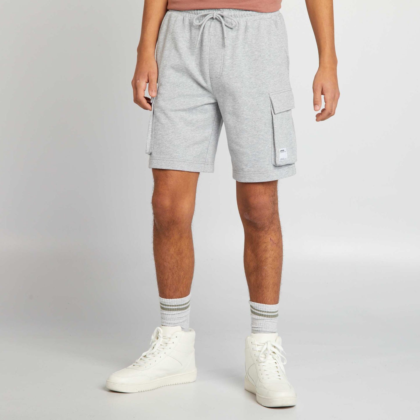 Multi-pocket cotton shorts GREY