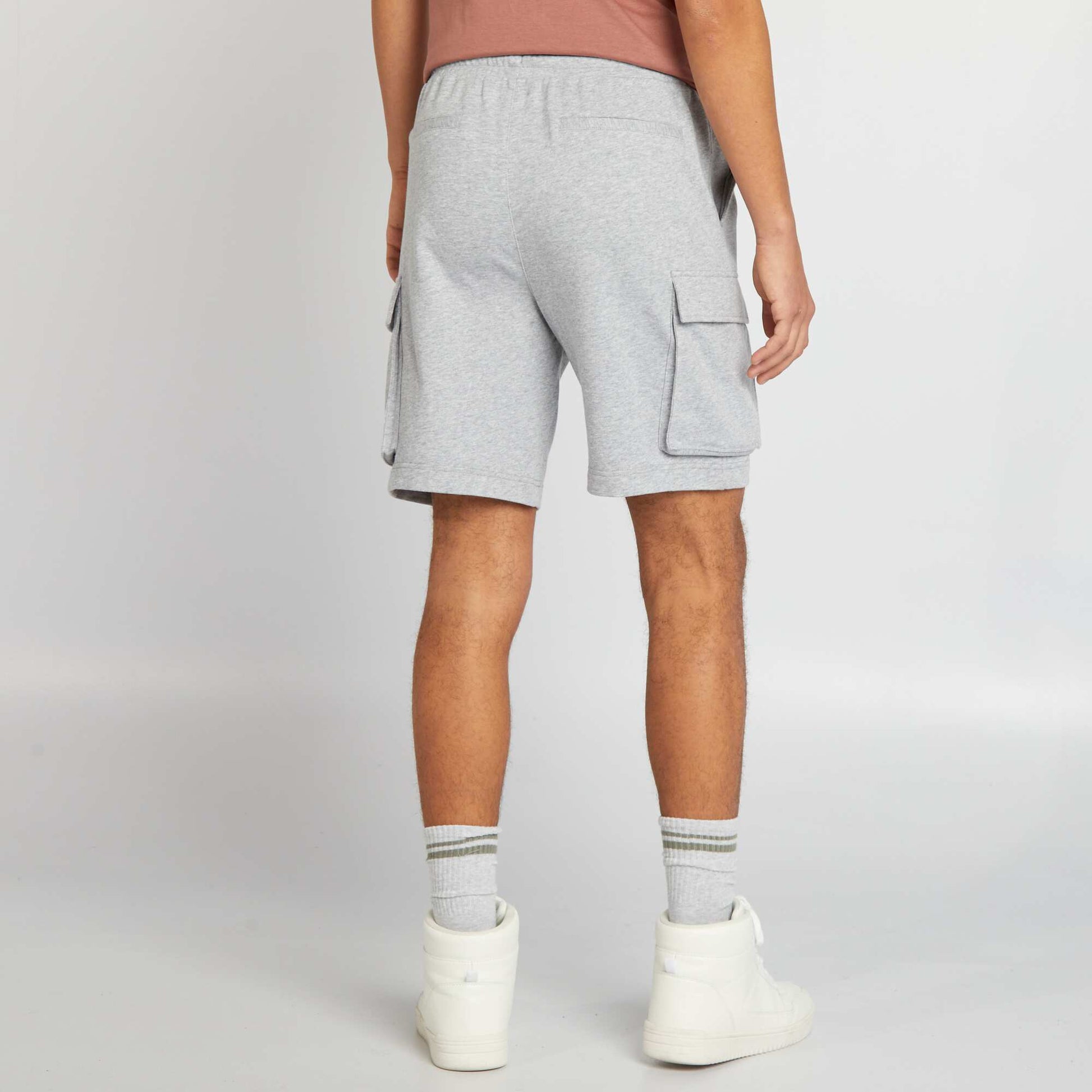Multi-pocket cotton shorts GREY