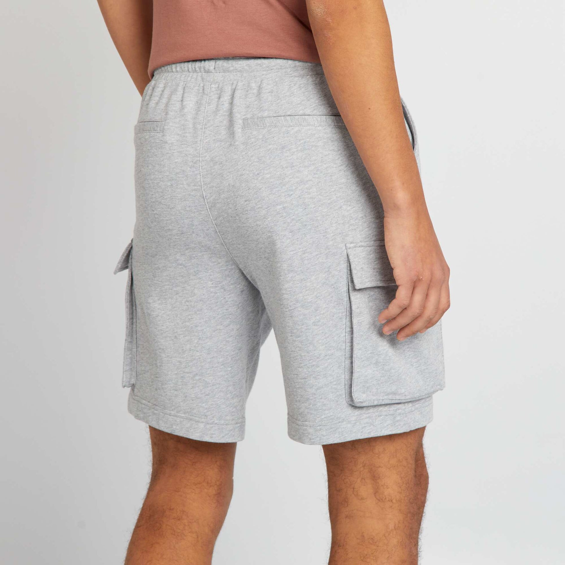 Multi-pocket cotton shorts GREY