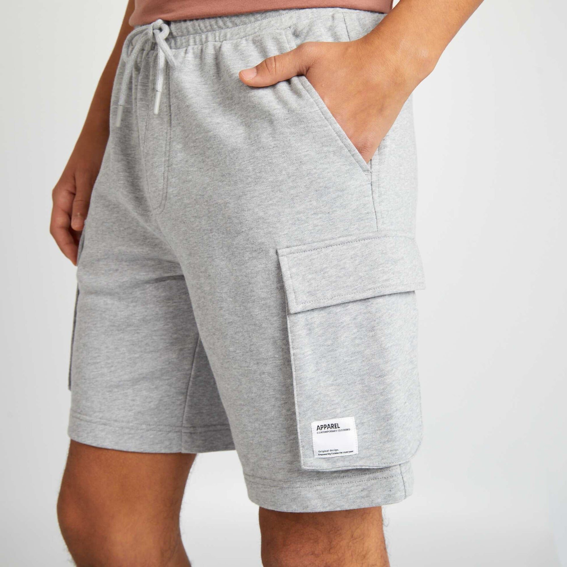 Multi-pocket cotton shorts GREY